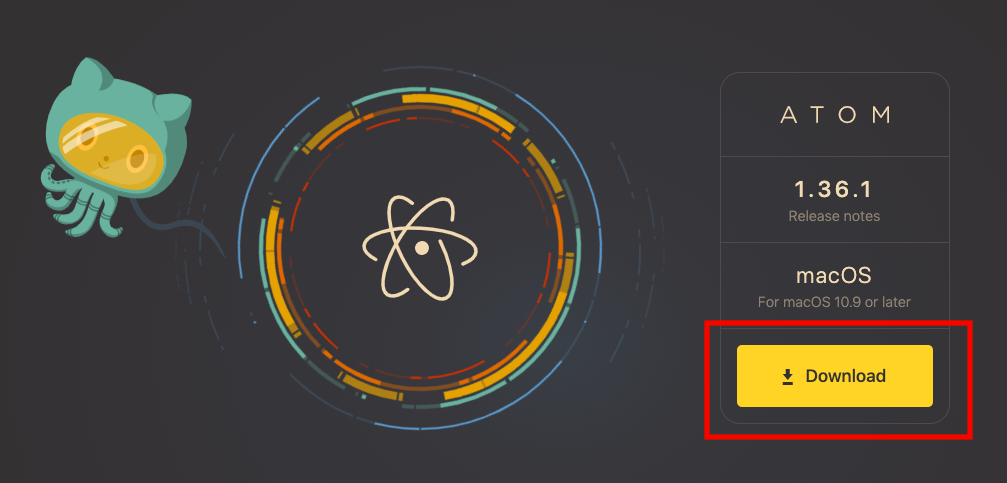 Snapshot of Atom.io with Download button highlighted